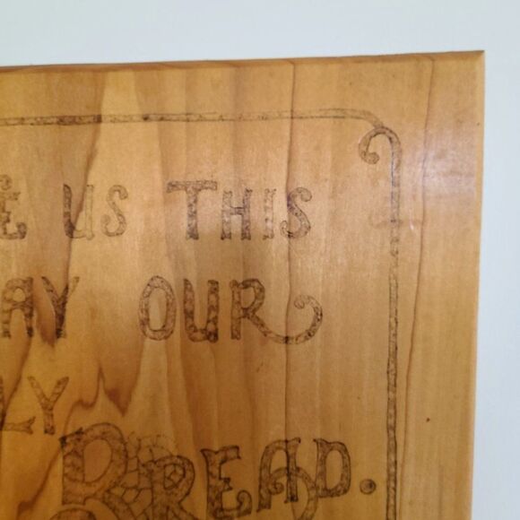 Handcrafted "Give Us This Day Our Daily Bread" Wall Hanging Plaque Prayer VTG - Picture 5 of 15